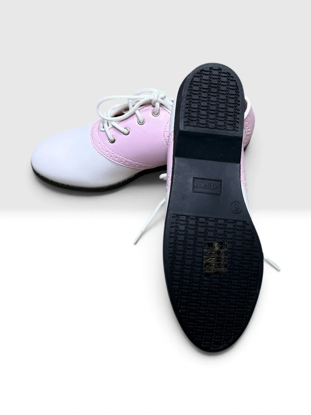Funtasma Pink and White Lace-Up Saddle Flats